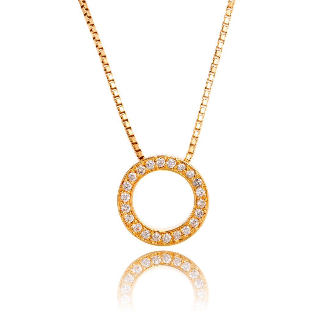 18Kt Yellow Gold Diamond Open Slider Pendant With 10Kt Yellow Gold Box Chain Default Title