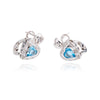 18kt White Blue Topaz Heart & Cubic Zirconia Earrings Default Title