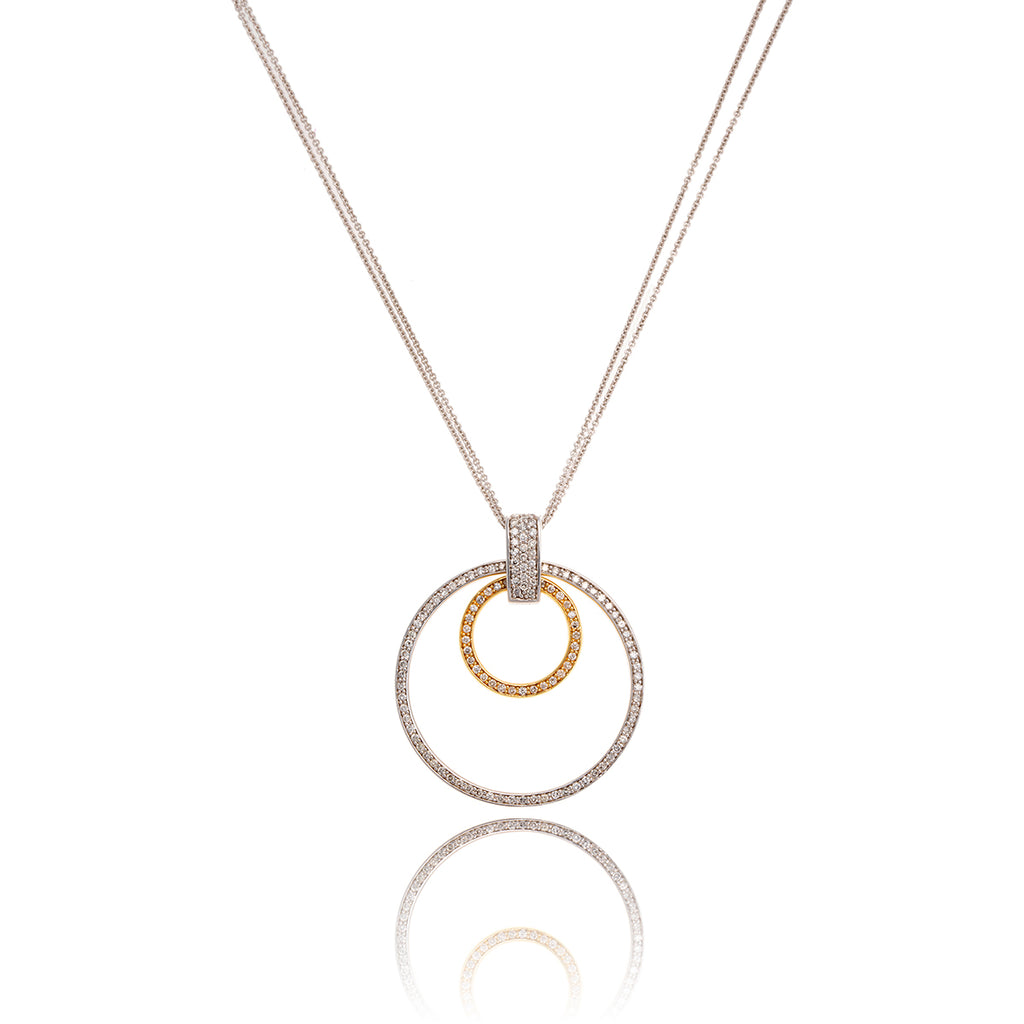 14Kt White And Yellow Gold Removable Double Open Circle Design Diamond Pendant Default Title