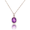18Kt White Gold 4.20Ct Oval Shaped Amethyst And Diamond Pendant With 10Kt Chain Default Title