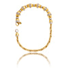 Italian Made 14Kt Yellow And White Gold Fancy Bracelet With Cz Set Beads And Cable Link Default Title