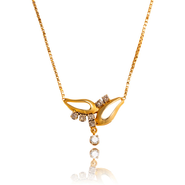 14Kt Yellow And White Gold Diamond Swirl Necklace Default Title
