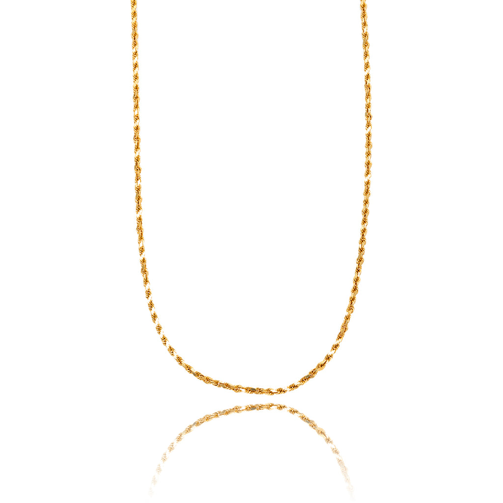 14KT Yellow Gold 30" Diamond Cut Rope Chain Default Title