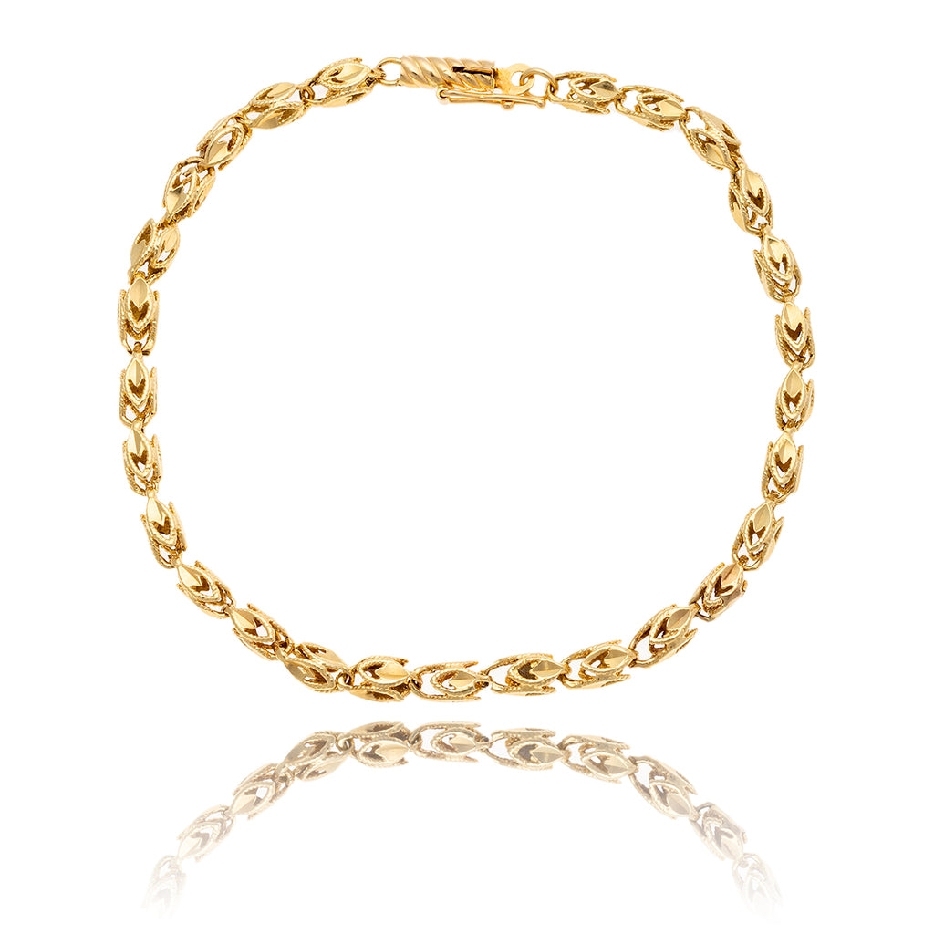 14KT Yellow Gold 7.5" Fancy Pierced 3-Dimensional Bracelet Default Title