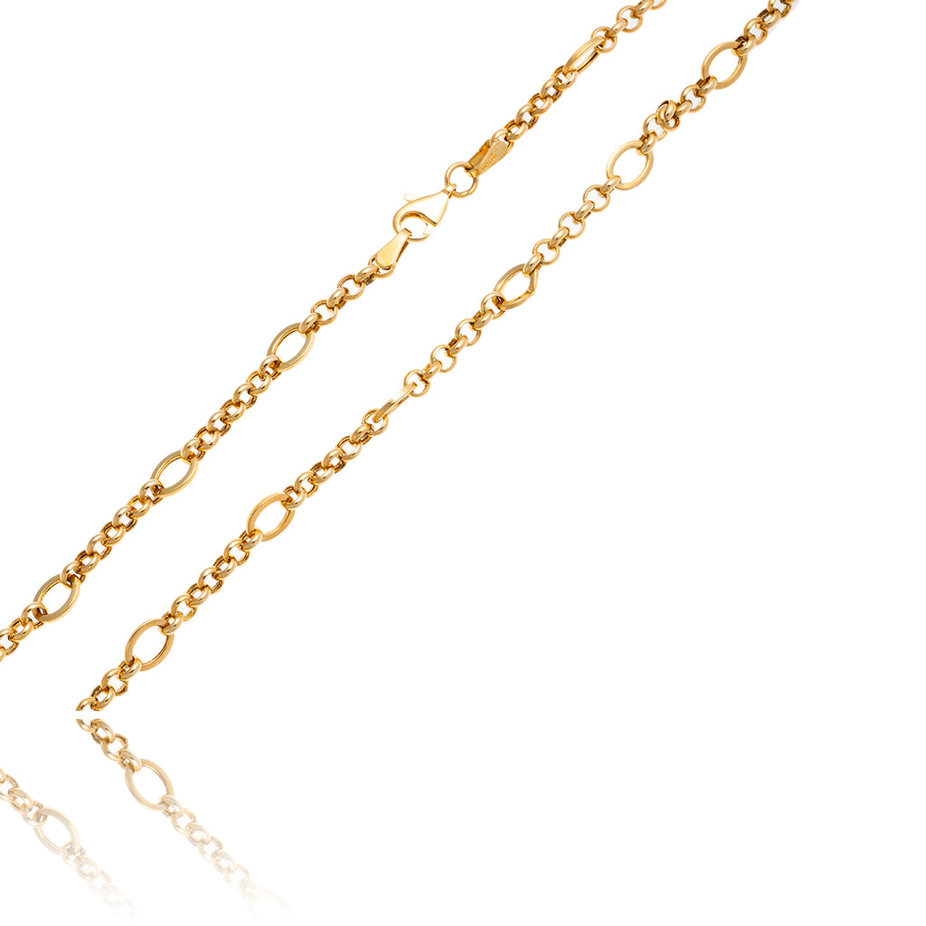 10KT Yellow Gold 18" Rolo And Oval Link Station Chain Default Title