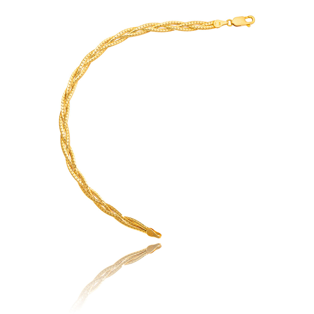 10KT Yellow Gold 7.5" Braided Chain Bracelet Default Title
