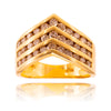 14KT Yellow Gold 3-Row Channel-Set Diamond Chevron Shaped Ring Default Title