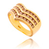 14KT Yellow Gold 3-Row Channel-Set Diamond Chevron Shaped Ring Default Title