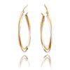 10KT Yellow And White Gold Elongated Twisted Hoop Earrings Default Title