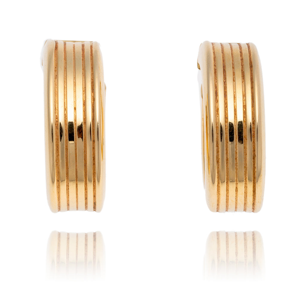 14KT Yellow Gold Ribbed Hollow Hoop Earrings Default Title