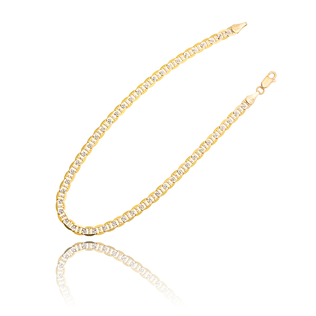 10KT Yellow And White Gold 10" Marine Link Anklet Default Title