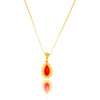 18KT Yellow Gold Pear Shaped Coral Filigree Pendant With 18" Fancy Chain Default Title