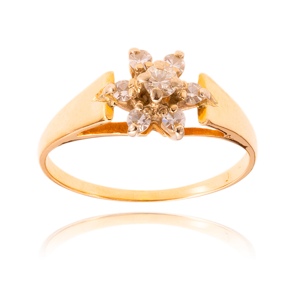 14KT Yellow And White Gold Diamond Cluster Ring Default Title