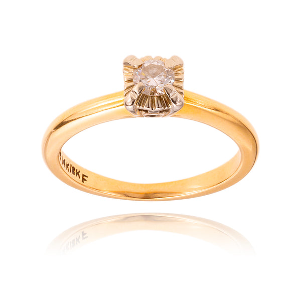 14-18KT Yellow And White Gold Solitaire Diamond Ring Default Title