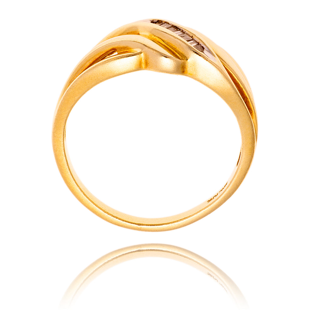10KT Yellow Gold Baguette Cut Diamond Swirl Ring Default Title
