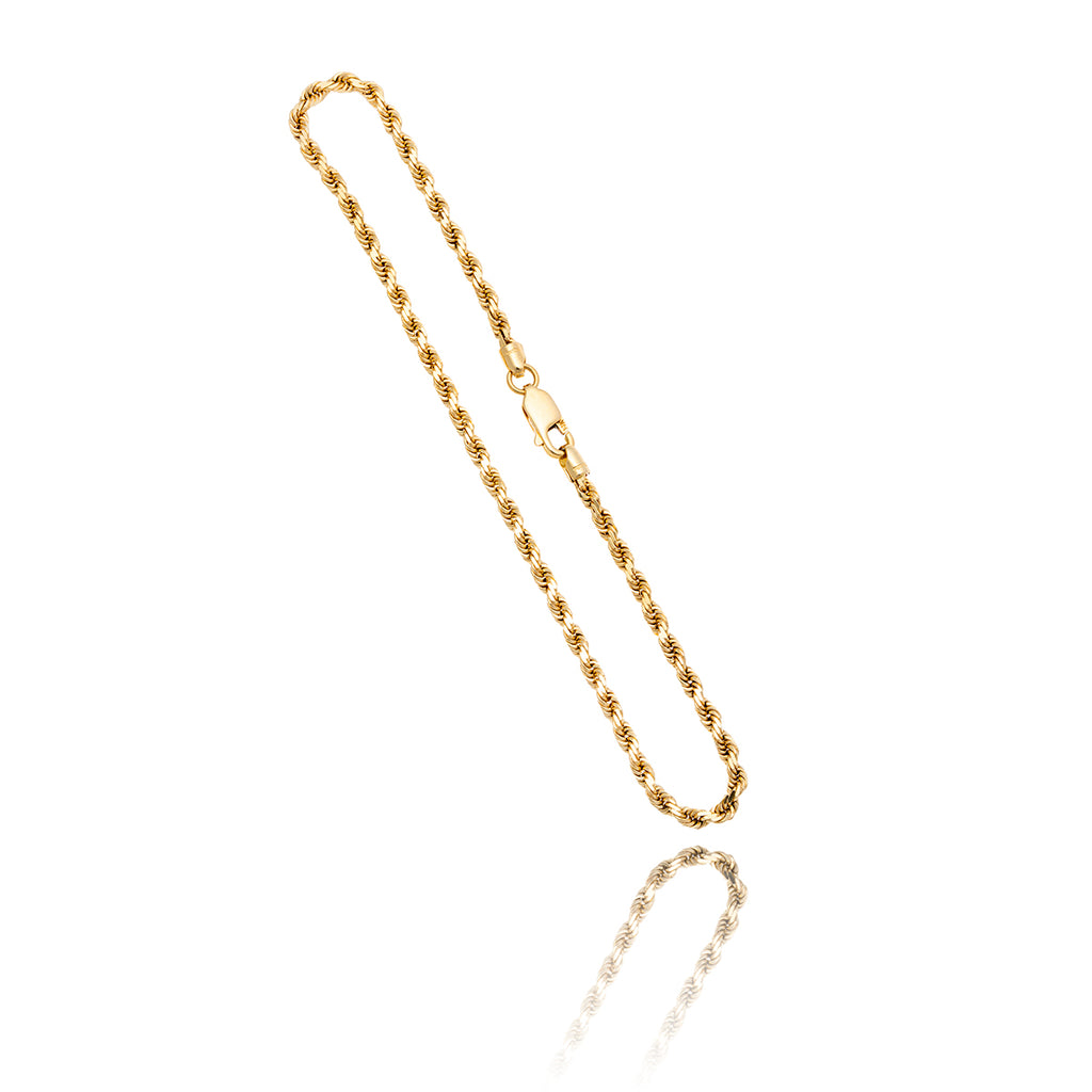 14KT Yellow Gold 10" Diamond Cut Rope Anklet Default Title