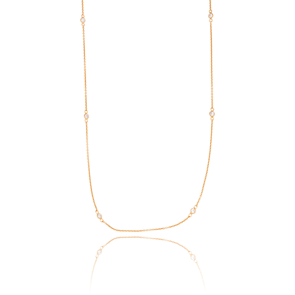 14KT Yellow Gold 18" Diamond By The Yard Necklace With 2 Inch Extender Default Title