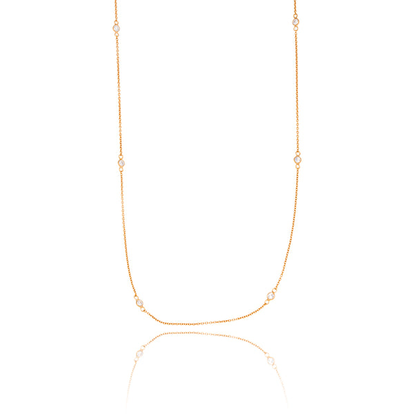 14KT Yellow Gold 18" Diamond By The Yard Necklace With 2 Inch Extender Default Title