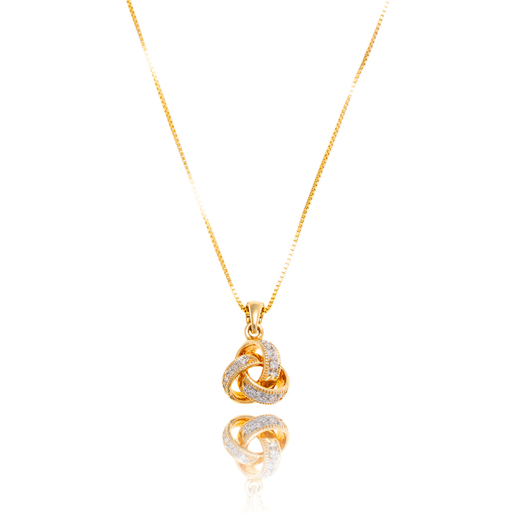 14KT Yellow Gold Diamond Set Love Knot Pendant Default Title