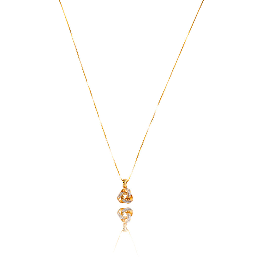 14KT Yellow Gold Diamond Set Love Knot Pendant Default Title