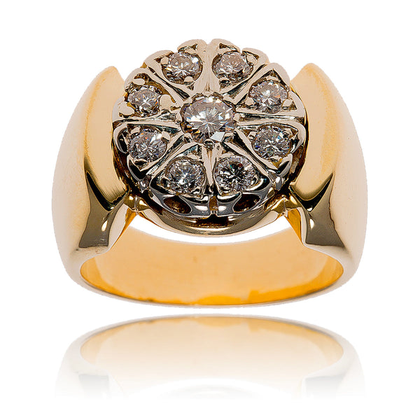Gentleman's 10KT Yellow and White Gold 1.00 Carat Diamond Cluster Ring Default Title