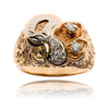 14KT Yellow Gold and Rhodium Enhanced Diamond Ring in Nugget Design Default Title