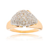 10K Yellow & White Gold Dome Style Ring With Pave Diamonds Default Title