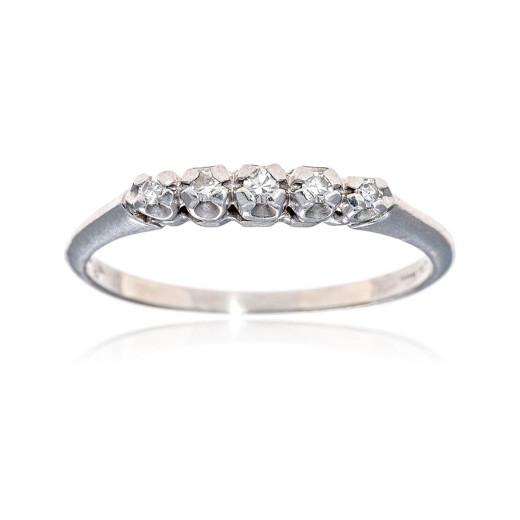 Lady's Platinum .10 Carat 5-Across Diamond Band Style Ring Default Title