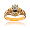 14KT Yellow Gold .33 Carat Diamond Engagement Ring with Diamonds Set on the North and South Tips and Finished with an Open Ribbed Band Default Title