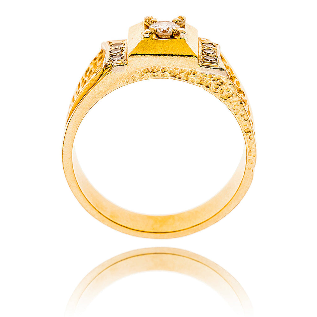 Gentleman's 14KT Yellow Gold and White Gold .45 Carat Total Weight Diamond Ring Default Title