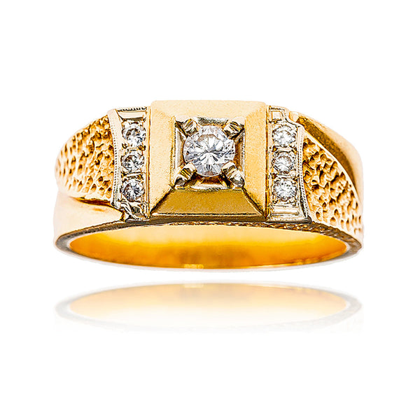 Gentleman's 14KT Yellow Gold and White Gold .45 Carat Total Weight Diamond Ring Default Title