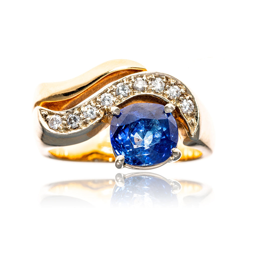 14K 3.90 Ct Blue Sapphire & Diamond Ring Default Title