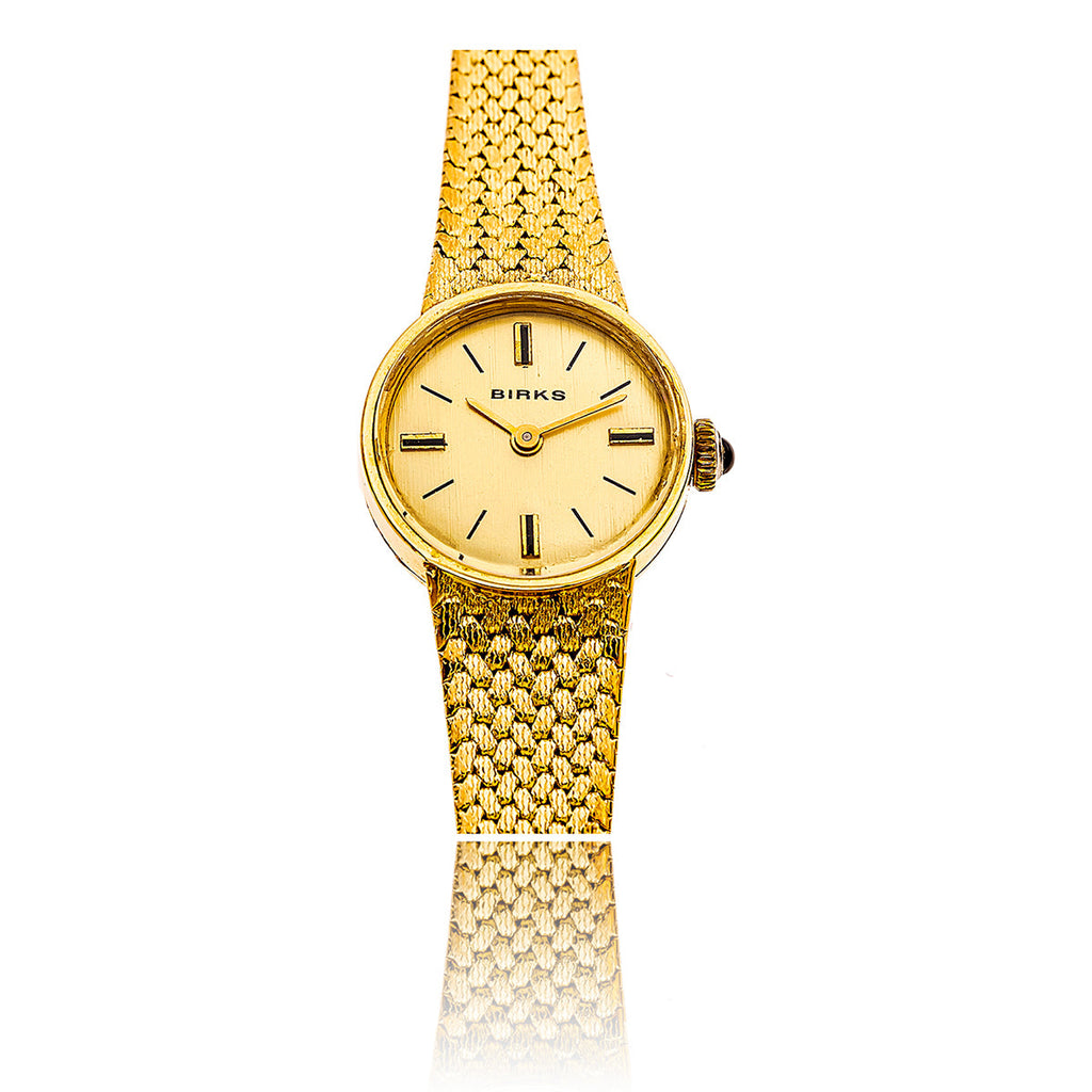 14KT Yellow Gold BIRKS Dress Watch with Round Shaped Champagne Coloured Dial Default Title