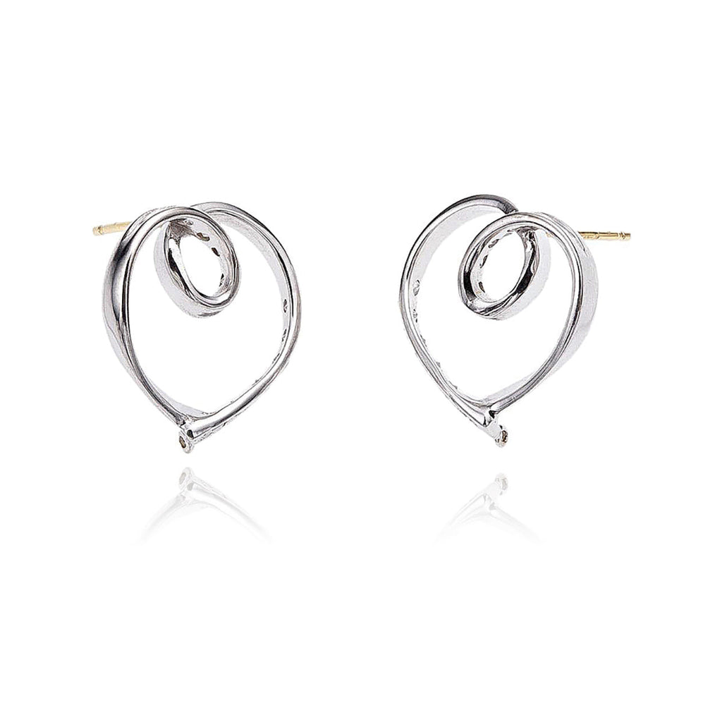 Paire Of Loopy Heart Shaped Stud Earrings With Cubic Zirconia Default Title