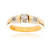 Lady'S 10K Yellow & White Gold Solitaire Diamond Ring With Gypsy-Set Shoulder Stones Default Title