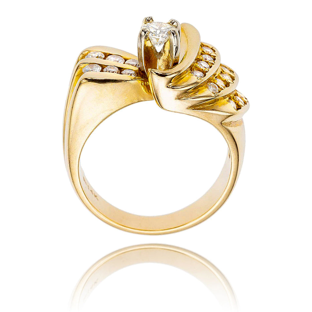 14KT Yellow and White Gold .27 Carat Diamond Ring with Channel and Bead Set Diamond Accents Default Title