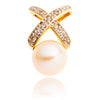 14K Yellow Gold 'X & O' Design Pearl & Diamond Pendant Default Title