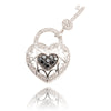 10K White Gold Diamond Heart Shaped Lock & Key Pendant Default Title