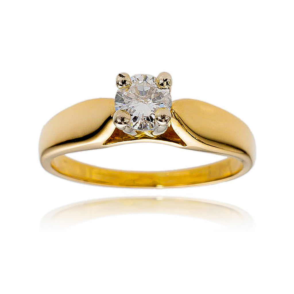 14KT Yellow and White Gold 4-Prong .27 Carat Diamond Solitaire Ring Default Title