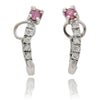18KT White Gold Amethyst and Cubic Zirconia Omega Back Earrings Default Title