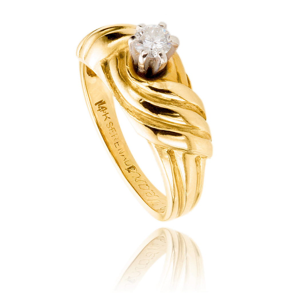 14KT Yellow and White Gold .19 Carat Diamond Ring with a Twisted Band Default Title