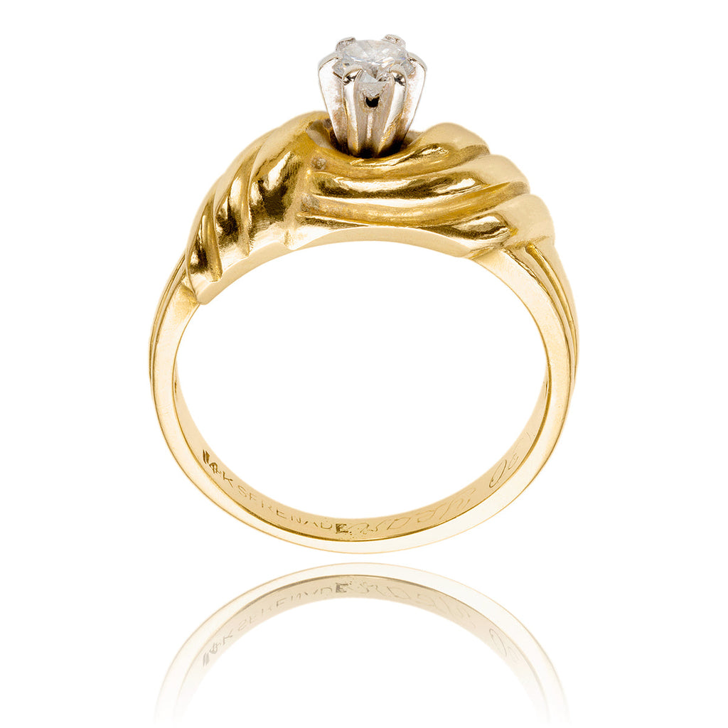 14KT Yellow and White Gold .19 Carat Diamond Ring with a Twisted Band Default Title