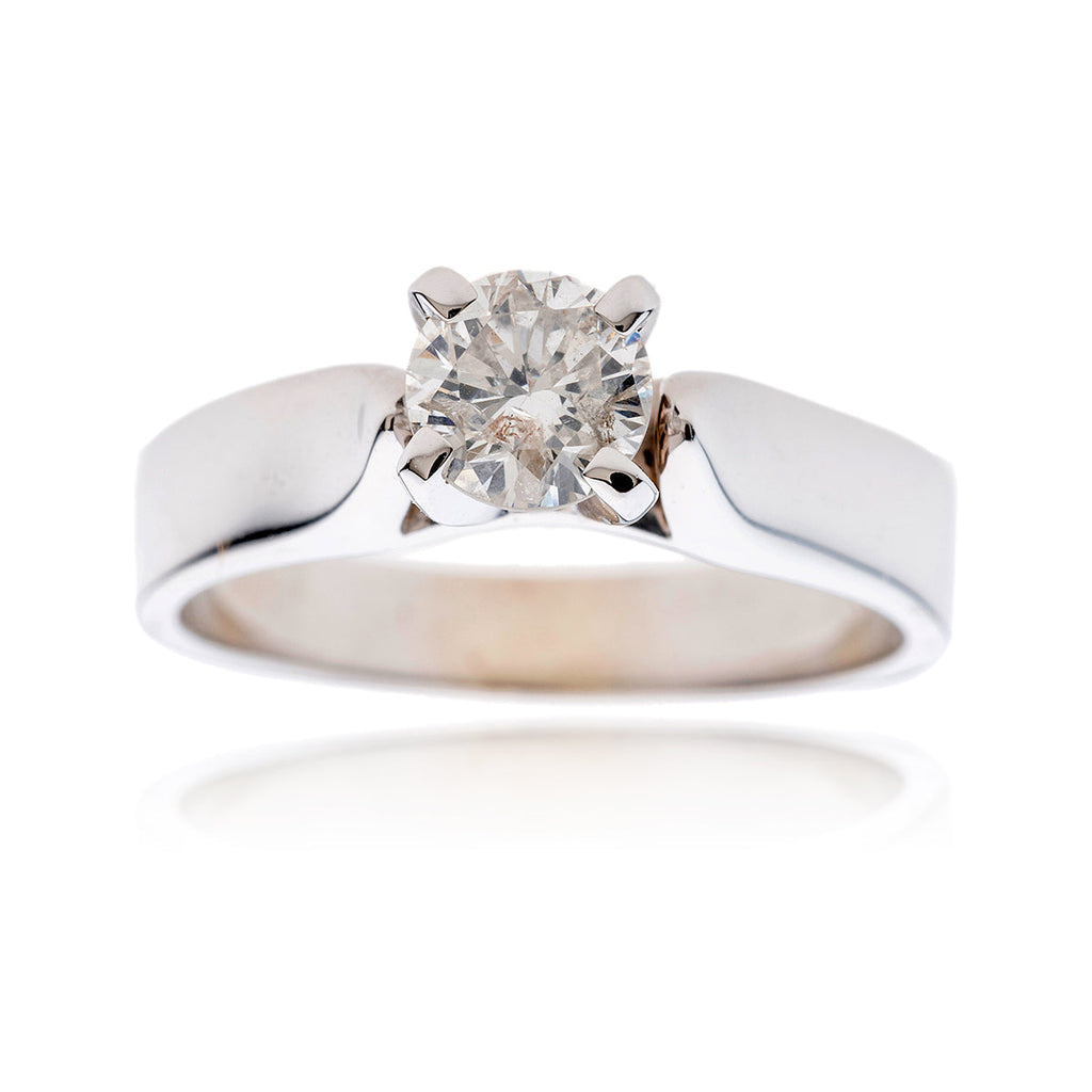 18k w/g 4 prong solitaire engagement ring Default Title