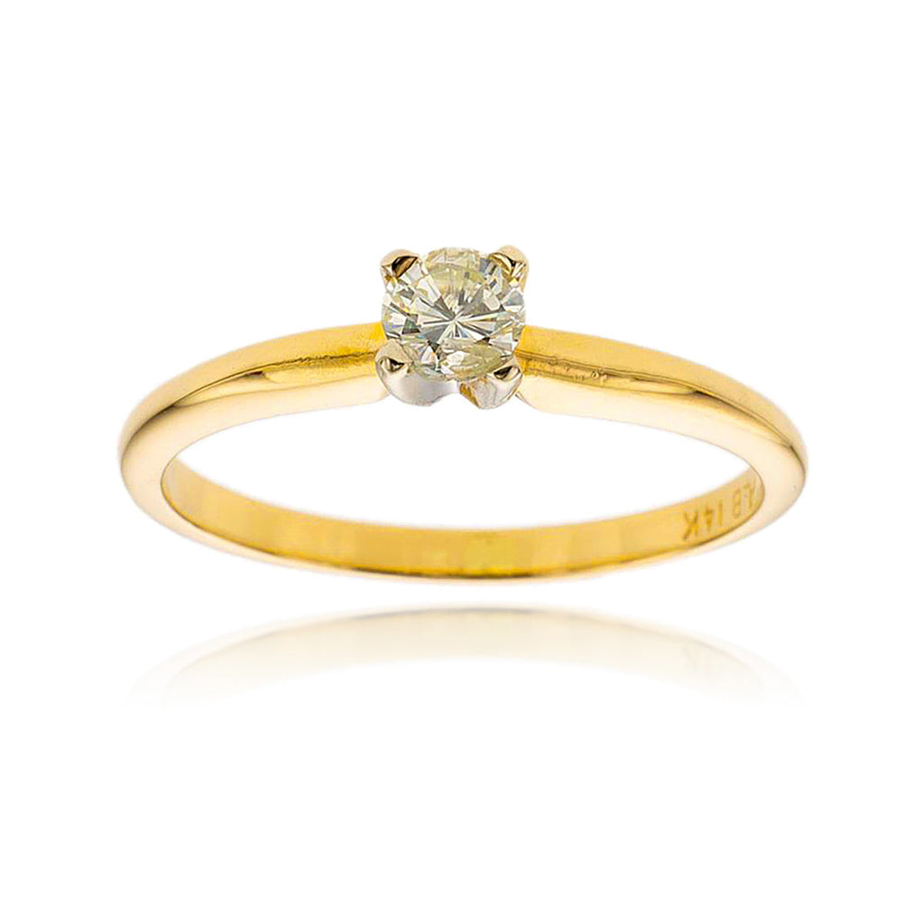 14KT Yellow and White Gold 4-Prong .25 Carat Diamond Solitaire Ring Default Title
