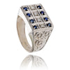 Gentleman's 14KT White Gold 12 Stone Sapphire and Diamond Ring Default Title