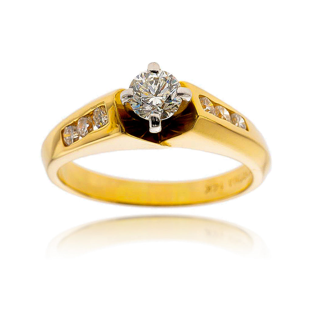 Modern Asymmetrical Design with Channel Set Diamonds on the Shoulder and .41 Carat Diamond Solitaire Default Title