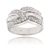 Wrap Style Band with Tapered Baguettes Surrounded by Pave-Set Diamonds Default Title