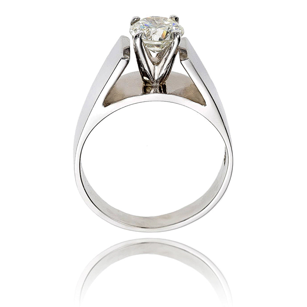 .74 Carat Diamond Solitaire Engagement Ring with a Flat Wide White Gold Band Default Title