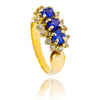 Three Stone Across Cluster Rose Gold Ring With Blue Assembled Stones & Diamonds Default Title