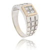 Men'S Geometric Diamond Cluster Rose Gold Ring Default Title